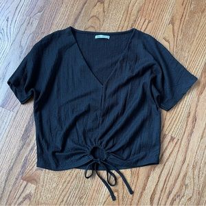 Zara - Black Adjustable Tie Keyhole Top